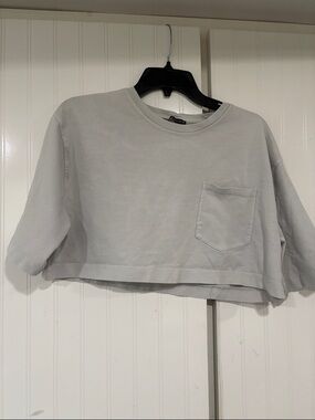 Zara Cropped Boxy Tee - Light Gray